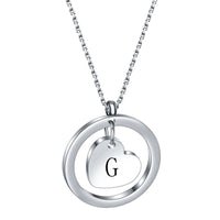Stainless Steel Heart/Circle Initial Necklace - 27 Options