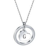Stainless Steel Heart/Circle Initial Necklace - 27 Options