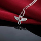 925 Sterling Silver Infinity Angel Wings Necklace