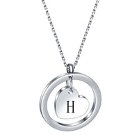 Stainless Steel Heart/Circle Initial Necklace - 27 Options