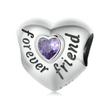 925 Sterling Silver Family Heart Cubic Zirconia Charm - 6 Options
