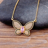 Fashion CZ Gold Colour Butterfly Necklace - 12 Options