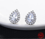 925 Sterling Silver Pear Crystal Earrings - 3 Colours