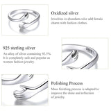 925 Sterling Hugging Hands Open Ring - 2 Colours