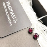 925 Sterling Silver Hexagon Red Studs