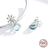 925 Sterling Silver Daisy & Firefly Charm