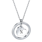 Stainless Steel Heart/Circle Initial Necklace - 27 Options