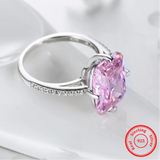 925 Sterling Silver Pink Cushion Cut Ring