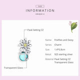 925 Sterling Silver Daisy & Firefly Charm