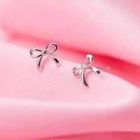 925 Sterling Silver Small Simple Bowknot Stud Earrings