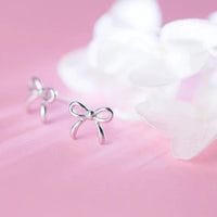 925 Sterling Silver Small Simple Bowknot Stud Earrings