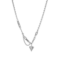 Stainless Steel Mixed Link Heart Necklace - 2 Options