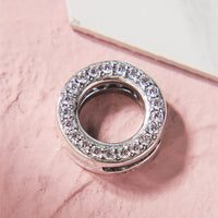 925 Sterling Silver Pave Circle Slider Charm