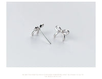 925 Sterling Silver Small Simple Bowknot Stud Earrings