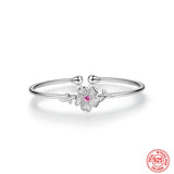 925 Sterling Silver Flower Open Cuff Bangle - 2 Colours