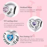 925 Sterling Silver Family Heart Cubic Zirconia Charm - 6 Options