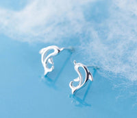 925 Sterling Silver Cute Tiny Dolphin Stud Earrings
