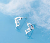 925 Sterling Silver Cute Tiny Dolphin Stud Earrings