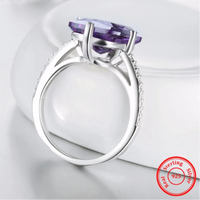925 Sterling Silver Purple Cushion Cut Ring