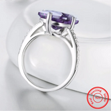 925 Sterling Silver Purple Cushion Cut Ring