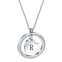 Stainless Steel Heart/Circle Initial Necklace - 27 Options