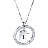 Stainless Steel Heart/Circle Initial Necklace - 27 Options