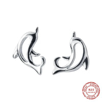 925 Sterling Silver Cute Tiny Dolphin Stud Earrings