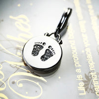 925 Sterling Silver Footprint Disc Hanging Charm - 2 Options