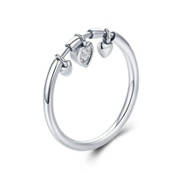 925 Sterling Silver Triple Hanging Heart Ring