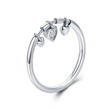 925 Sterling Silver Triple Hanging Heart Ring