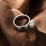 Stainless Steel Simulated-Pearl Ring - 4 Options