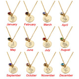 Stainless Steel Birth Flower Birthstone Necklace - 3 Colours - 12 Options