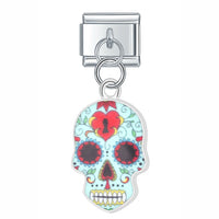 Stainless Steel Candy Skull Italian Charm - 12 Options