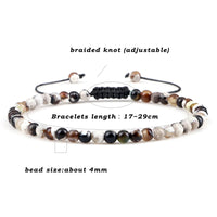 4mm Natural Stone Bead Adjustable Bracelet - 17 Options