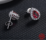 925 Sterling Silver Pear Crystal Earrings - 3 Colours