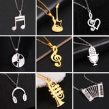 Stainless Steel Music Themed Necklace