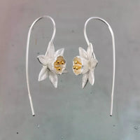 2 Colour Dainty Daffodil Fashion Drop Earrings