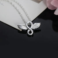 925 Sterling Silver Infinity Angel Wings Necklace