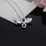 925 Sterling Silver Infinity Angel Wings Necklace