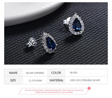 925 Sterling Silver Pear Crystal Earrings - 3 Colours