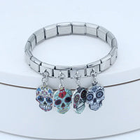 Stainless Steel Candy Skull Italian Charm - 12 Options