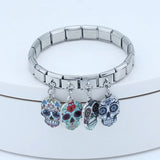 Stainless Steel Candy Skull Italian Charm - 12 Options