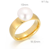 Stainless Steel Simulated-Pearl Ring - 4 Options