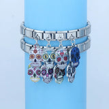 Stainless Steel Candy Skull Italian Charm - 12 Options