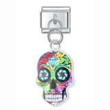 Stainless Steel Candy Skull Italian Charm - 12 Options