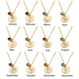 Stainless Steel Birth Flower Birthstone Necklace - 3 Colours - 12 Options