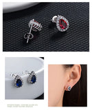 925 Sterling Silver Pear Crystal Earrings - 3 Colours