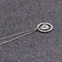 Stainless Steel Heart/Circle Initial Necklace - 27 Options