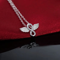 925 Sterling Silver Infinity Angel Wings Necklace