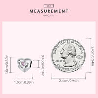925 Sterling Silver Family Heart Cubic Zirconia Charm - 6 Options